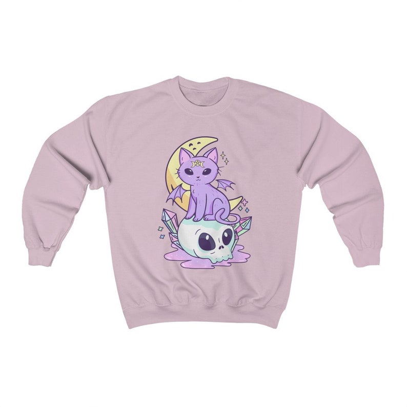 Kawaii Pastel Goth Sweater Soft Goth Mall Goth Clothing Pastel Goth Hoodie Witchy Clothes Kawaii Sweater Gothic Clothes Cat Themed Gifts image 4