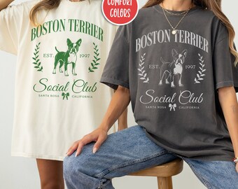 Camisa Boston Terrier personalizada Old Money Estética Social Club Camisa Boston Terrier Mamá Boston Terrier Regalos Coqueta Ropa Perro Amante Regalos