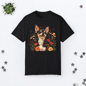 Chihuahua Shirt Chihuahua Geschenke Süßes Chihuahua Mom Shirt Floral Hund Tshirt Hunde Liebhaber Geschenk Hund Mama Cottage Core Kleidung Botanische Shirt Black
