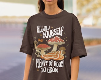 Mushroom Shirt Cottagecore Shirt Mushroom Top Growth Mindset Shirt 70s Inspired Hippie Clothes Trippy Shirt Good Energy Shirt Indie Clothes