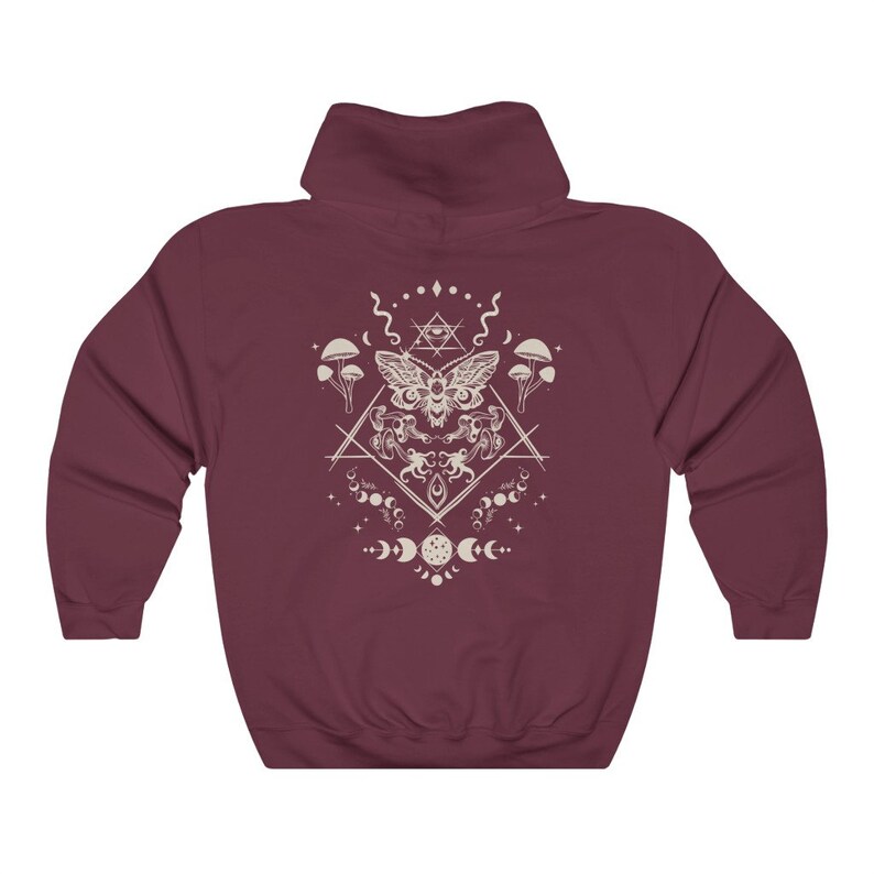 Moth Hoodie Goblincore Clothing Cottagecore Hoodie Mushroom Hoodie Goth Hoodie Celestial Hoodie Witchy Hoodie Moth Shirt Cottagecore Sweater image 6