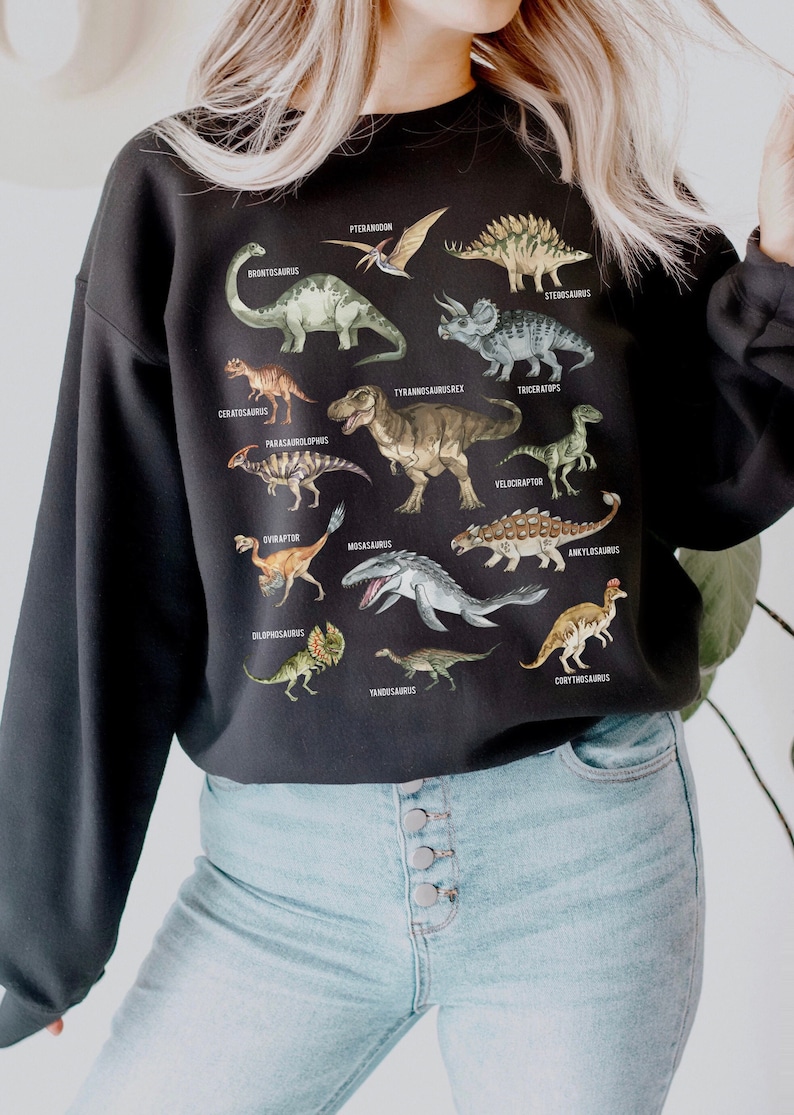 Sweter Raptor Dinosaur Sweatshirt Dinosaur Sweater Dinosaur Clothes Paleontology ...
