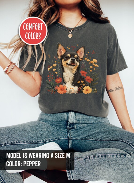 Chihuahua Shirt Chihuahua Gifts Cute Chihuahua Mom Shirt Floral Dog Tshirt Dog Lover Gift Dog Mama Cottage Core Clothes Botanical Shirt