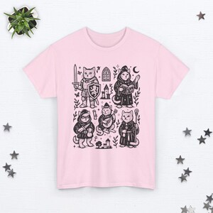 Medieval Cat Shirt Castlecore Shirt Fantasy Shirt Booktrovert Shirt Cat Knight Shirt Cat Lover Gift Renaissance Shirt Whimsigoth Clothing Light Pink