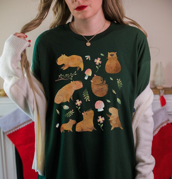 Capybara Shirt Capybara Gift Capybara Shirts Capybara T Shirt Cottage Core Shirt Cottagecore Clothing Cute Capybara Print Aesthetic Clothes