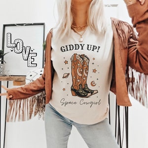 Space Cowgirl Shirt Giddy Up Shirt Space Cowgirl Outfit Cowgirl Costume Cosmic Cowgirl Shirt Howdy Shirt Desert Shirt Western Shirt Y2k Top