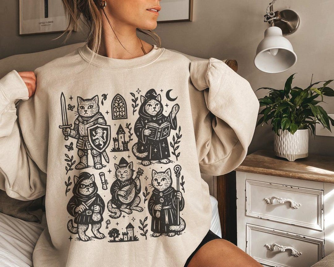 Medieval Cat Sweatshirt Castlecore Sweatshirt Book Nerd Crewneck Cat Knight Sweater Cat Lover Gifts Renaissance Fair Whimsigoth Clothing - Etsy Japan