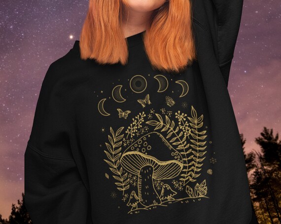 Goblincore Clothing Cottagecore Aesthetic Dark Academia Clothing Mushroom Sweatshirt Women Psychedelic Gift Bestfriend Birthday Gift For Her