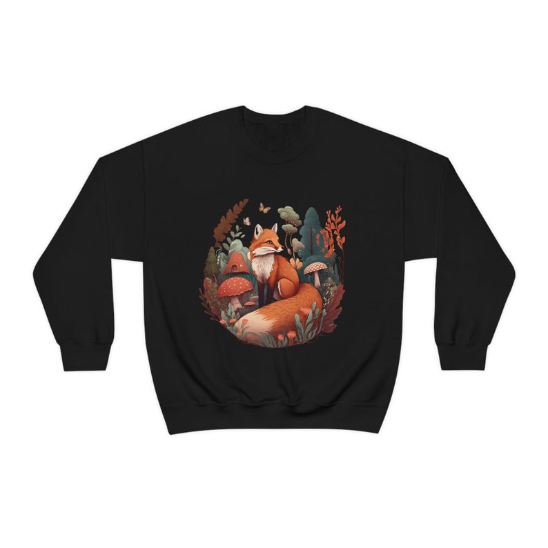 Fox Sweatshirt Red Fox Sweater Forestcore Clothing Fox Gifts Cottagecore Sweater Cottagecore Clothing Wildlife Sweatshirt Aesthetic Clothes image 4