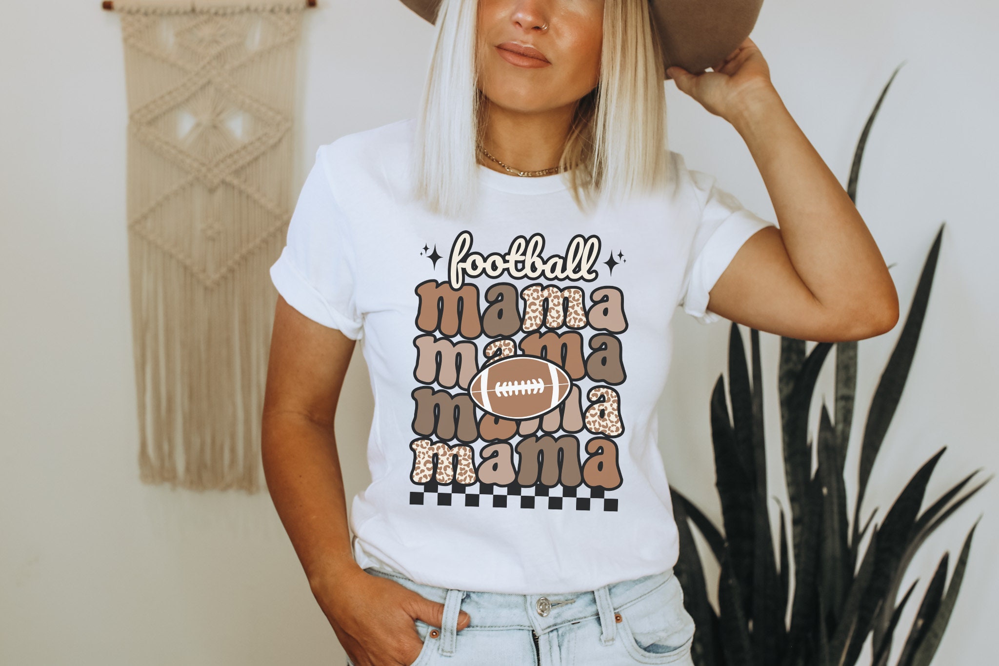 Retro Football Mama Shirt Football Mom Shirt Leopard Mama