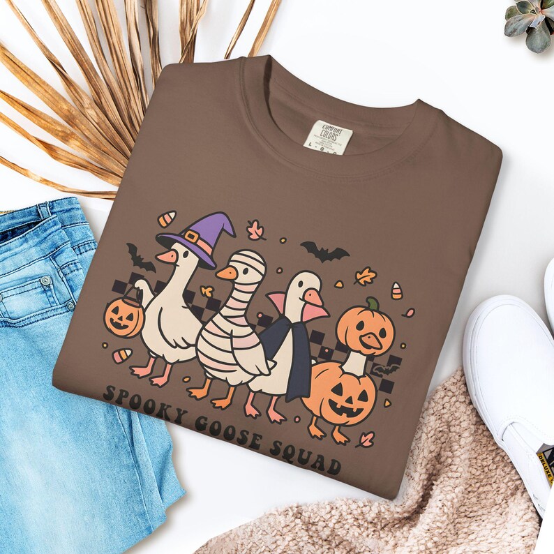 Halloween Goose Shirt Spooky Goose Shirt Retro Halloween Shirt Horror Goose Shirt Ghost Goose Tee Funny Goose Lover Gift Halloween Gift Teen Espresso