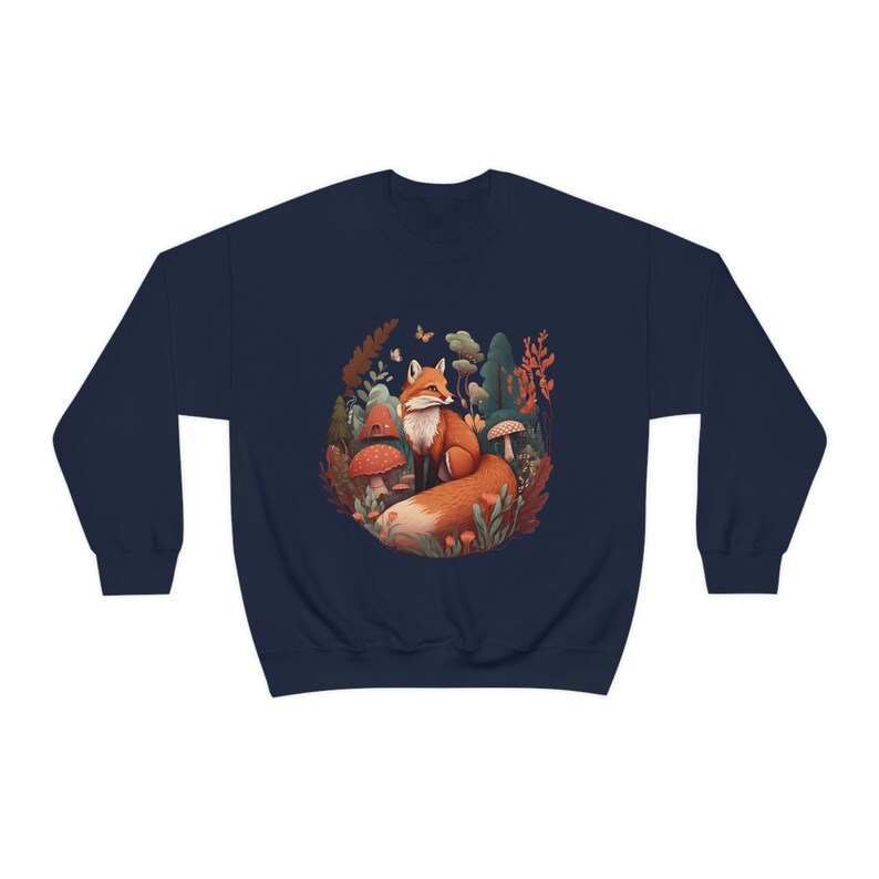 Fox Sweatshirt Red Fox Sweater Forestcore Clothing Fox Gifts Cottagecore Sweater Cottagecore Clothing Wildlife Sweatshirt Aesthetic Clothes image 7