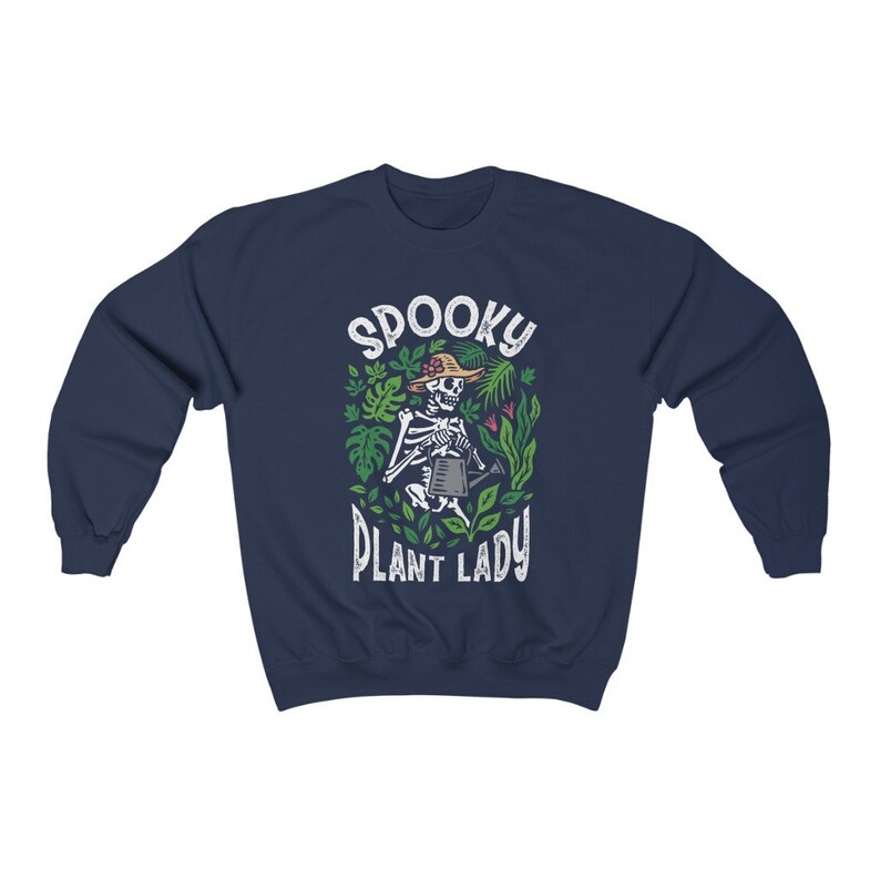 Spooky Plant Lady Sweatshirt Halloween Skeleton Sweater Crazy Plant Lady Plant Mom Sweatshirt Plant Lover Gift Plant Mama Shirt Y2k Clothing image 7