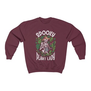 Spooky Plant Lady Sweatshirt Halloween Skeleton Sweater Crazy Plant Lady Plant Mom Sweatshirt Plant Lover Gift Plant Mama Shirt Y2k Clothing image 6