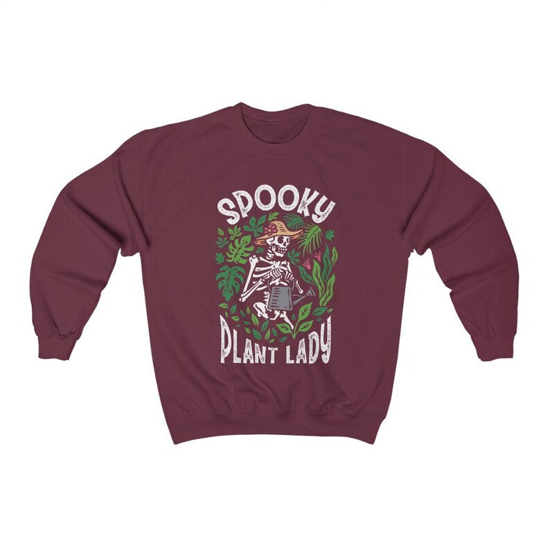 Spooky Plant Lady Sweatshirt Halloween Skeleton Sweater Crazy Plant Lady Plant Mom Sweatshirt Plant Lover Gift Plant Mama Shirt Y2k Clothing image 6