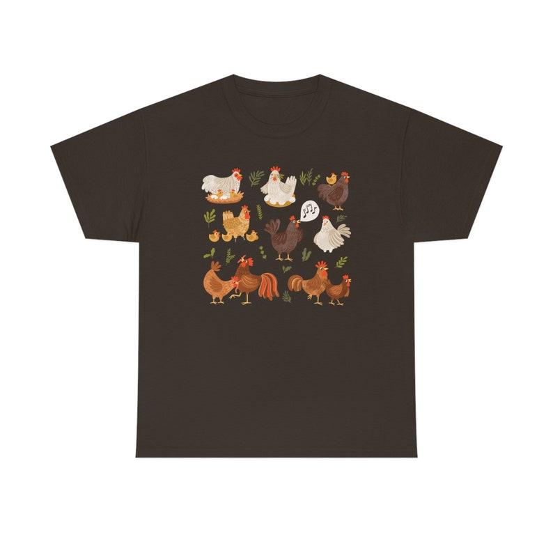 Chicken Shirt Chicken Tshirt Cottagecore Shirt Cottagecore Clothing Cottagecore Clothes Chicken Lover Gift Crazy Chicken Lady Farm Shirt Dark Chocolate
