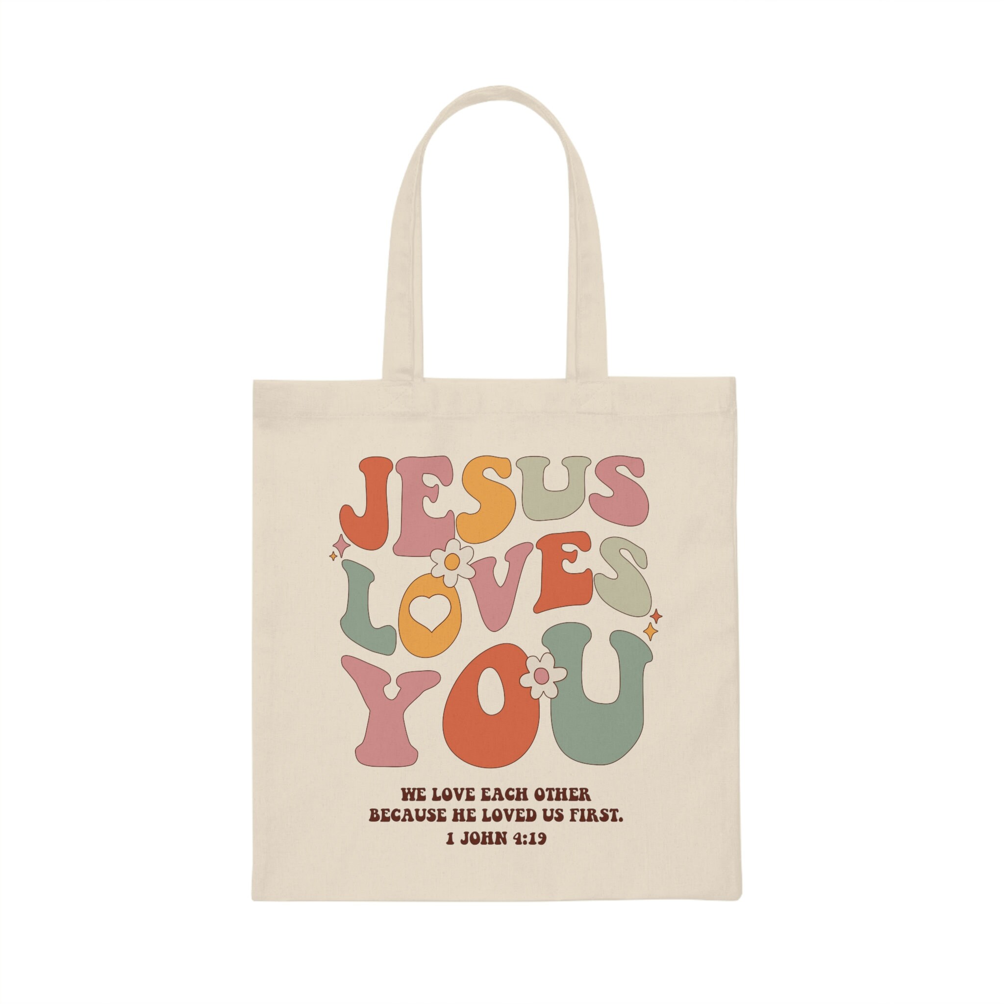 Jesus Loves You Tote Bag | Borsa per la spesa in 100% cotone per