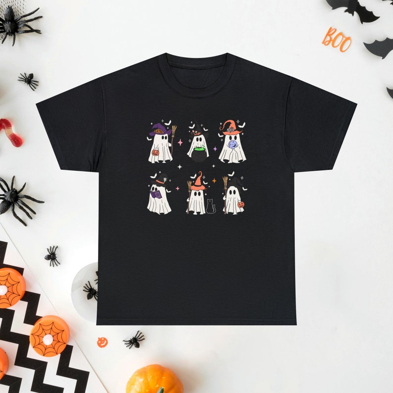 Retro Ghost Shirt Witch Shirt Witchy Clothes Retro Halloween Shirt Spooky Shirt Witch Stuff Costume Plus Size Fall Shirt Fall Clothes Women Black