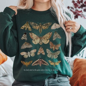 Moth Sweatshirt Moth Shirt Cottagecore Sweater Goblincore Clothing Moth Sweater Cottagecore Clothes Insect Bug Sweatshirt Aesthetic Clothes image 1