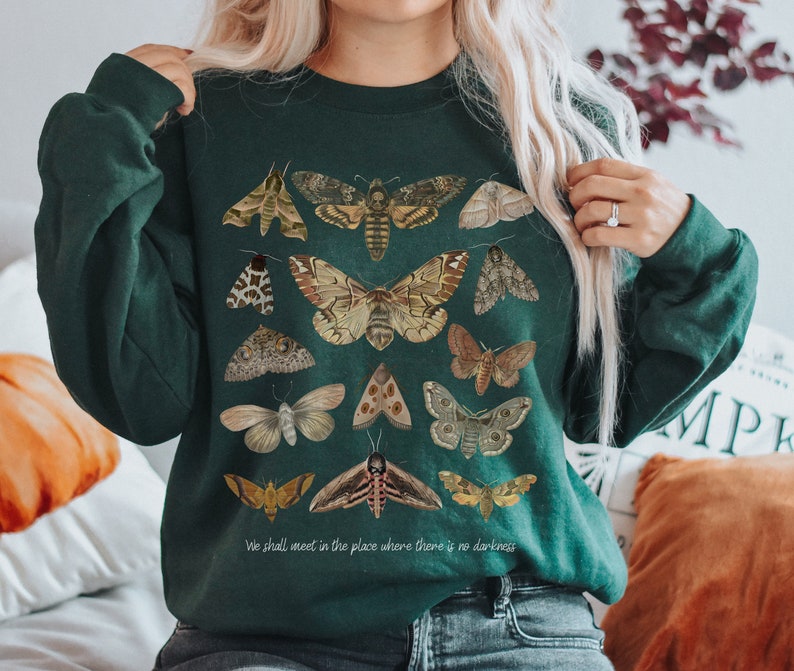 Moth Sweatshirt Moth Shirt Cottagecore Sweater Goblincore Clothing Moth Sweater Cottagecore Clothes Insect Bug Sweatshirt Aesthetic Clothes image 1