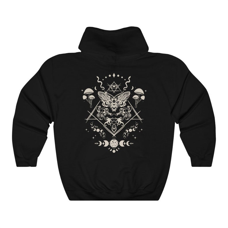 Moth Hoodie Goblincore Clothing Cottagecore Hoodie Mushroom Hoodie Goth Hoodie Celestial Hoodie Witchy Hoodie Moth Shirt Cottagecore Sweater image 4