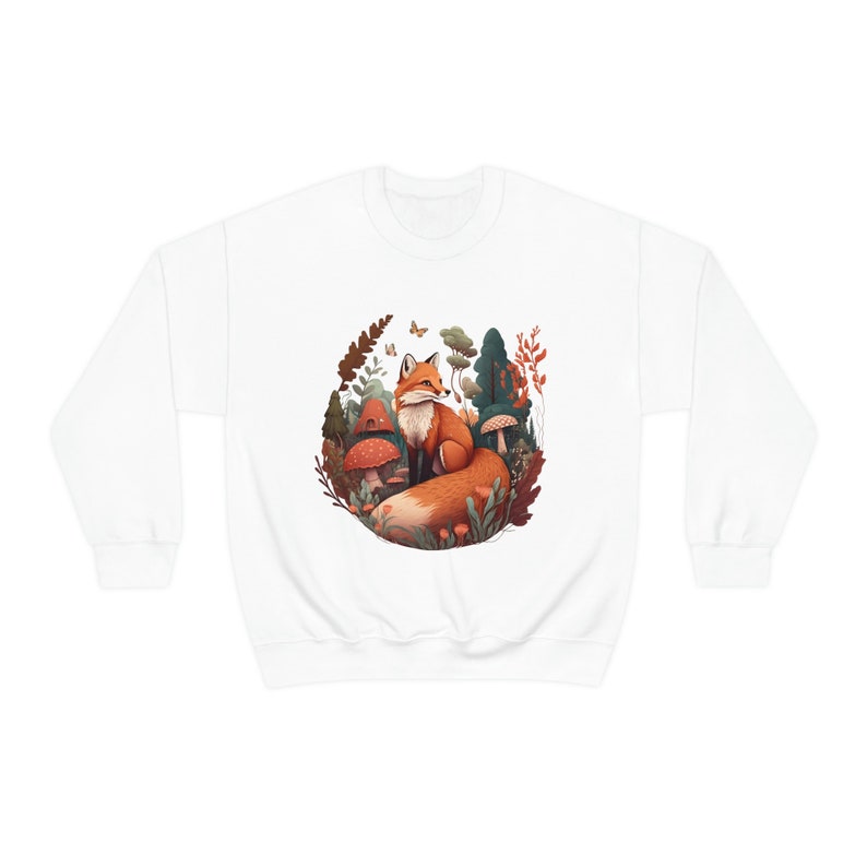 Fox Sweatshirt Red Fox Sweater Forestcore Clothing Fox Gifts Cottagecore Sweater Cottagecore Clothing Wildlife Sweatshirt Aesthetic Clothes White