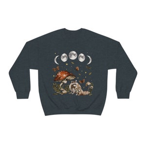 Raccoon Sweatshirt Racoon Sweatshirt Racoon Gifts Goblincore Clothing Cottagecore Sweater Mushroom Sweatshirt Mori Girl Fairycore Clothing image 6