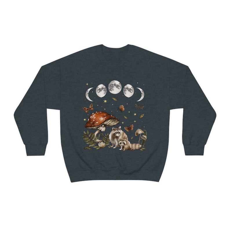 Raccoon Sweatshirt Racoon Sweatshirt Racoon Gifts Goblincore Clothing Cottagecore Sweater Mushroom Sweatshirt Mori Girl Fairycore Clothing image 6