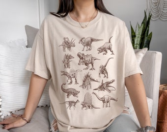 Dinosaur Shirt Womens Dinosaur Print Shirt Paleontology Shirt Dino Shirt Trex Shirt Mens Dinosaur Sweater Goblincore Clothing Dinosaur Gifts