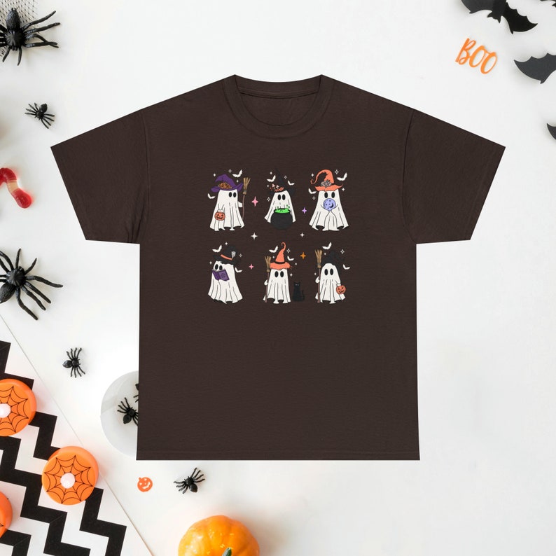 Retro Ghost Shirt Witch Shirt Witchy Clothes Retro Halloween Shirt Spooky Shirt Witch Stuff Costume Plus Size Fall Shirt Fall Clothes Women Dark Chocolate
