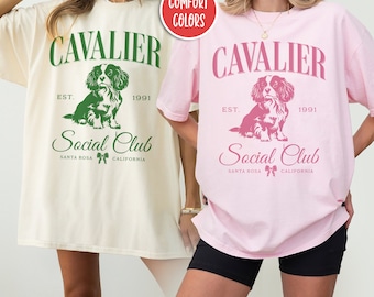 Custom Cavalier King Charles Spaniel Shirt Old Money Aesthetic Clothes Social Club Shirt Preppy Stuff Coquette Clothes Charles Spaniel Gift