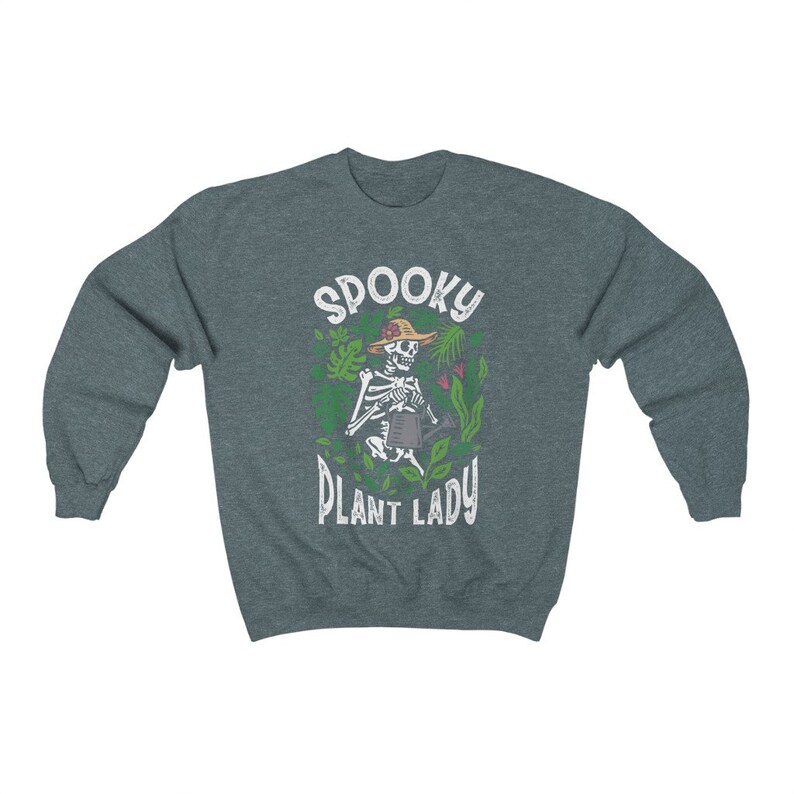 Spooky Plant Lady Sweatshirt Halloween Skeleton Sweater Crazy Plant Lady Plant Mom Sweatshirt Plant Lover Gift Plant Mama Shirt Y2k Clothing image 5