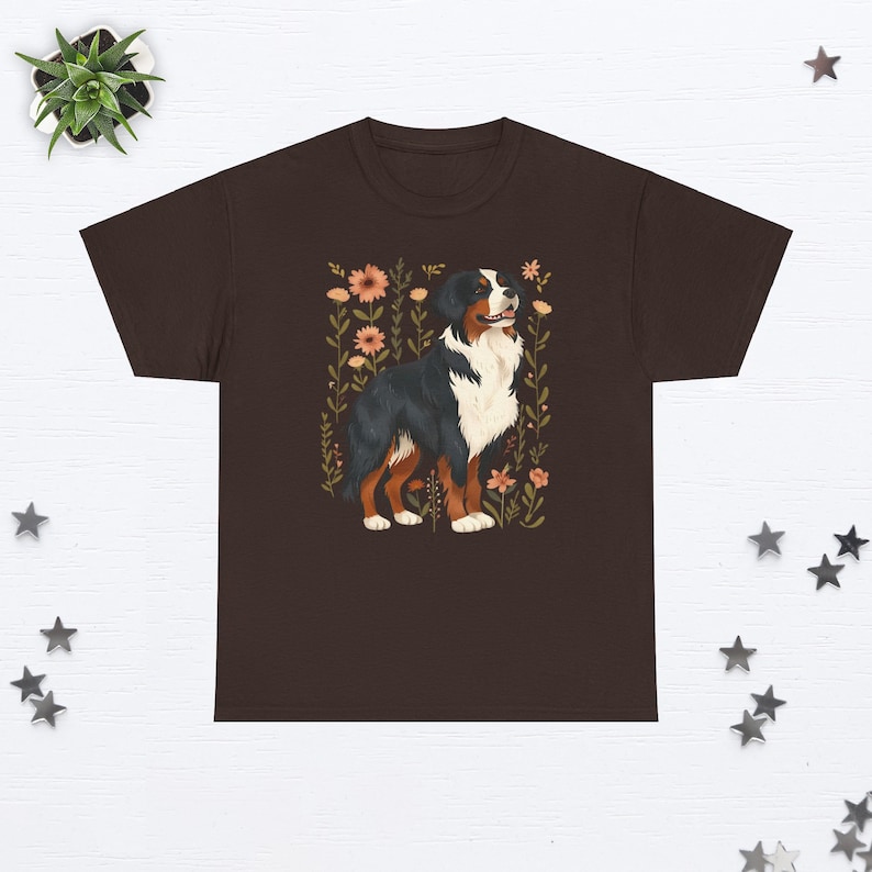 Bovaro Bernese Camicia Bovaro Bernese Regali Cane Bernese Mamma Camicia Floreale Cane Tshirt Amante Del Cane Regalo Cane Mama Cottage Core Vestiti Dark Chocolate