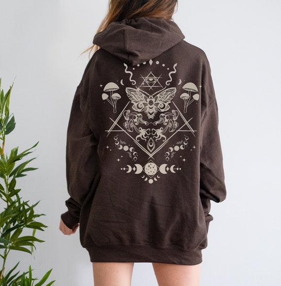Moth Hoodie Goblincore Clothing Cottagecore Hoodie Mushroom Hoodie Goth Hoodie Celestial Hoodie Witchy Hoodie Moth Shirt Cottagecore Sweater