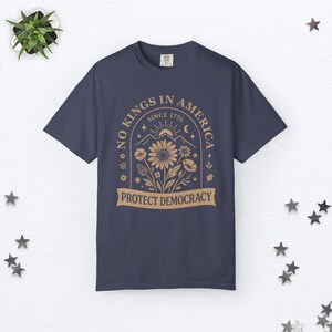 No Kings In America Shirt Fuck Trump Shirt No Kings Tshirt Anti Trump Shirt Fdt Shirt Anti Maga Shirt Democrat Shirt Floral Protest Shirt Denim