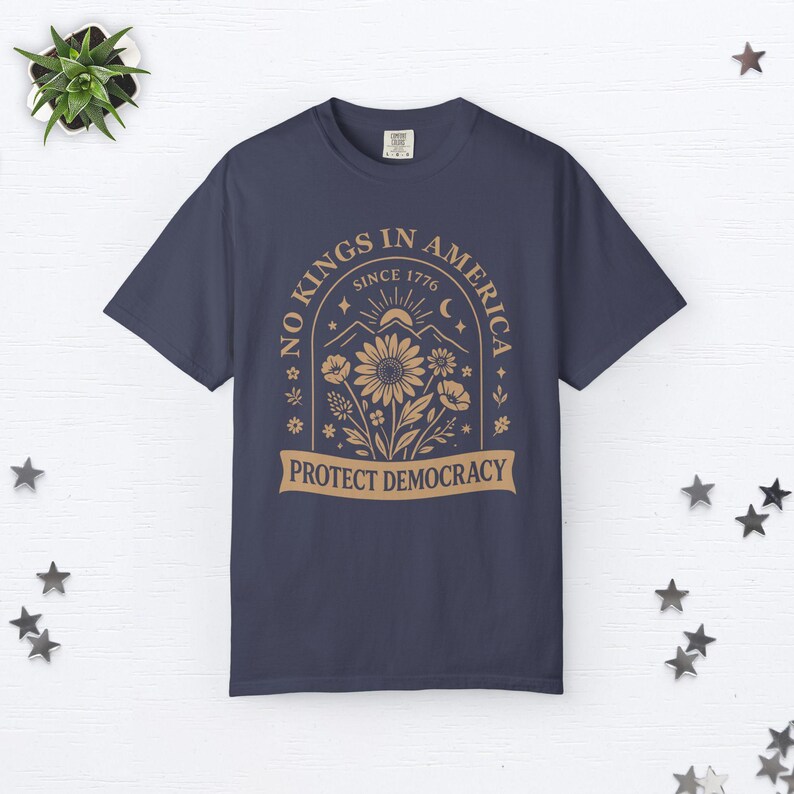 No Kings In America Shirt Fuck Trump Shirt No Kings Tshirt Anti Trump Shirt Fdt Shirt Anti Maga Shirt Democrat Shirt Floral Protest Shirt Denim