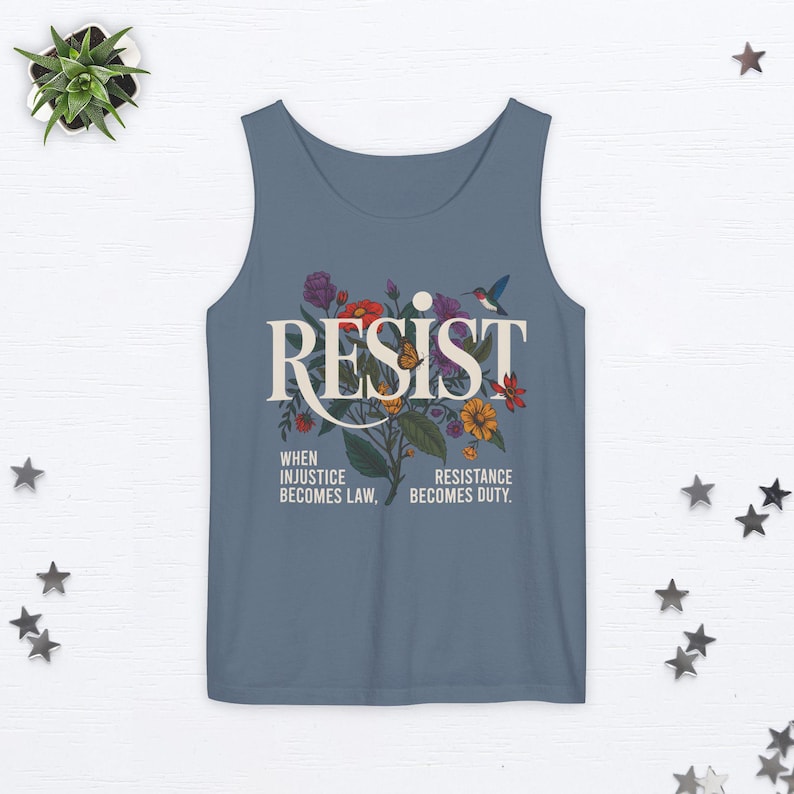 Subtle Fdt Floral Tank Top Foxtrot Delta Tango Tank Top Resist Tank Top Wildflower Fuck Trump Top Anti Trump Top Anti Oligarchy Liberal Gift Blue Jean