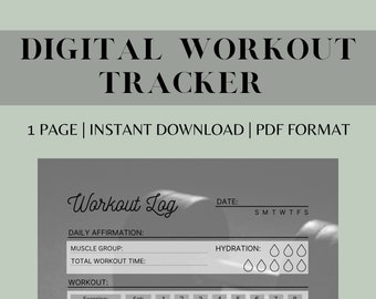 Workout Log Printable, Workout Planner, Exercise Log, Workout Journal, Fitness Planner, Health Planner, PDF Instant Download, Fitness Log