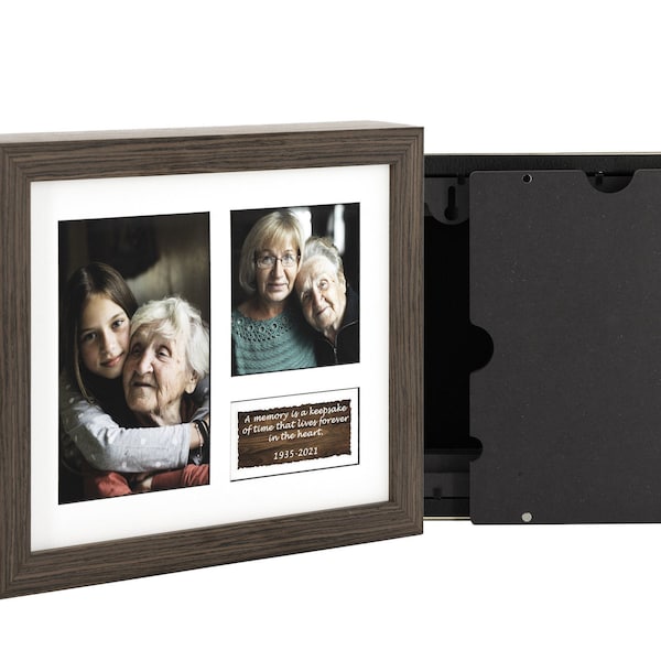 Massief houten volwassen as frame urn - 10x8" (25,4x20,3cm) - inclusief bedrukking, crematie urn, foto crematie urn