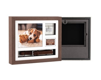 Conjunto de presente de lembrança de cinzas de animais de estimação de madeira personalizado, imagem de cremação de cães e gatos, perda de lembrança pensativa de animais de estimação, presente de foto de cremains de animais