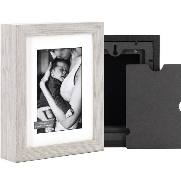 Solid Wood Infant Ashes Frame Urn - 8x6" (20.3x15.2cm) - includes printing, Child Cremation Urn, Photo Cremation Urn