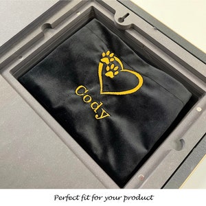 Personalized Embroidered Ashes Pouch, Pet Ashes Keepsake, Animal Cremains, Gift Set, Cat Dog Cremation, Remembrance image 4