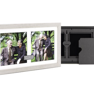 Dual Ashes Frame Urn- 14.5x8&quot; (36.8x20.3cm) - includes printing, pets up to 31lbs (14kg) each, Photo Cremation, Mum & Dad Urn