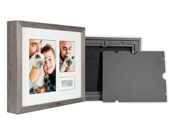 Solid Wood Pet Ashes Frame -12x10" (30.5x25.4cm) -includes printing, up to 89lbs (40kg), Wooden Pet Urn, Photo Cremation Dog / Cat / Pet Urn
