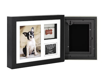Pet Ashes & Keepsake Frame (10x8") - Holds a tag and ashes for a pet up to 12kg (26lbs) - 650cc - Solid Wood