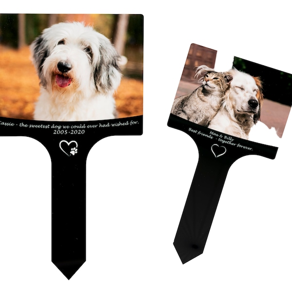 Pet Grave Marker / Garden Stake in aluminium / High definition photograph / personalised / cat and dog grave marker / Pet Memorial