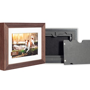 Solid Wood Pet Ashes Frame - 8x6&quot; (20.3x15.2cm) - includes printing, up to 11kg (23lbs), Wooden Pet Urn, Photo Cremation Dog / Cat / Pet Urn