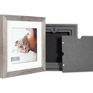 Solid Wood Pet Ashes Frame - 8x8" (20.3x20.3cm) - includes printing, up to 40lbs (18kg), Wooden Pet Urn, Photo Cremation Dog / Cat / Pet Urn