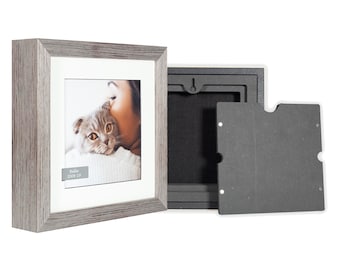 Solid Wood Pet Ashes Frame - 8x8&quot; (20.3x20.3cm) - includes printing, up to 40lbs (18kg), Wooden Pet Urn, Photo Cremation Dog / Cat / Pet Urn