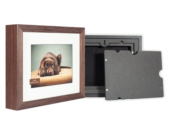 Solid Wood Pet Ashes Frame -10x8&quot; (25.4x20.3cm) - includes printing, up to 53lbs (24kg), Wooden Pet Urn, Photo Cremation Dog / Cat / Pet Urn